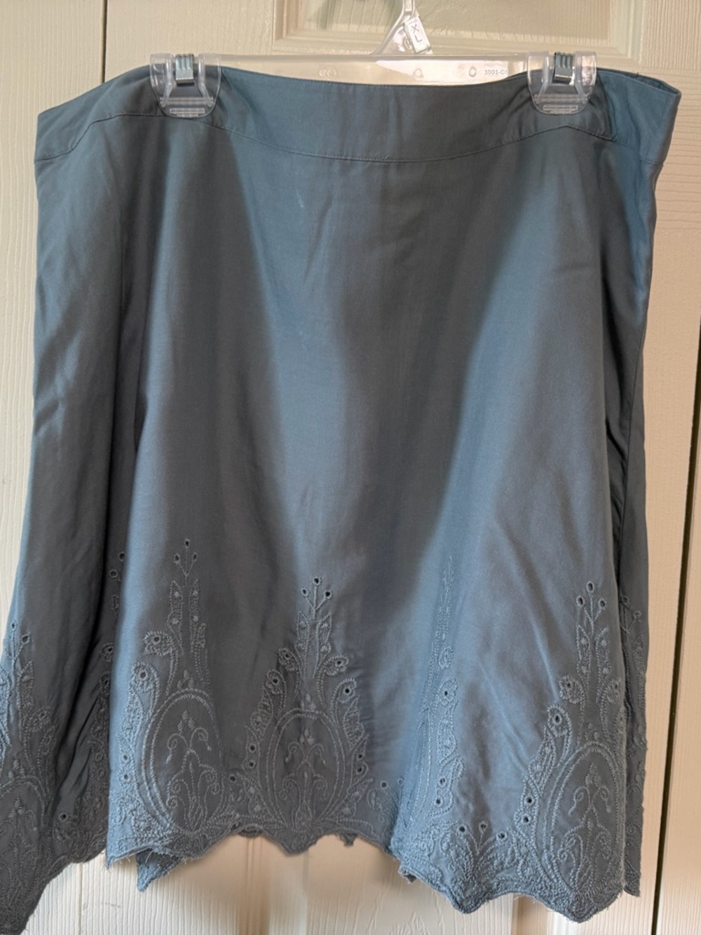 Embroidered Hem Blue Strapless Skirt